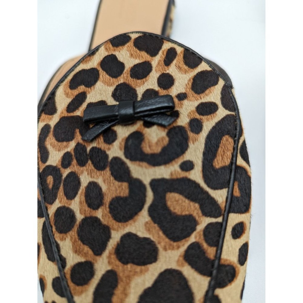 J.Crew Collection Piped Loafer Mules Calf Hair Leopard Print Size 8.5 - Picture 4 of 10